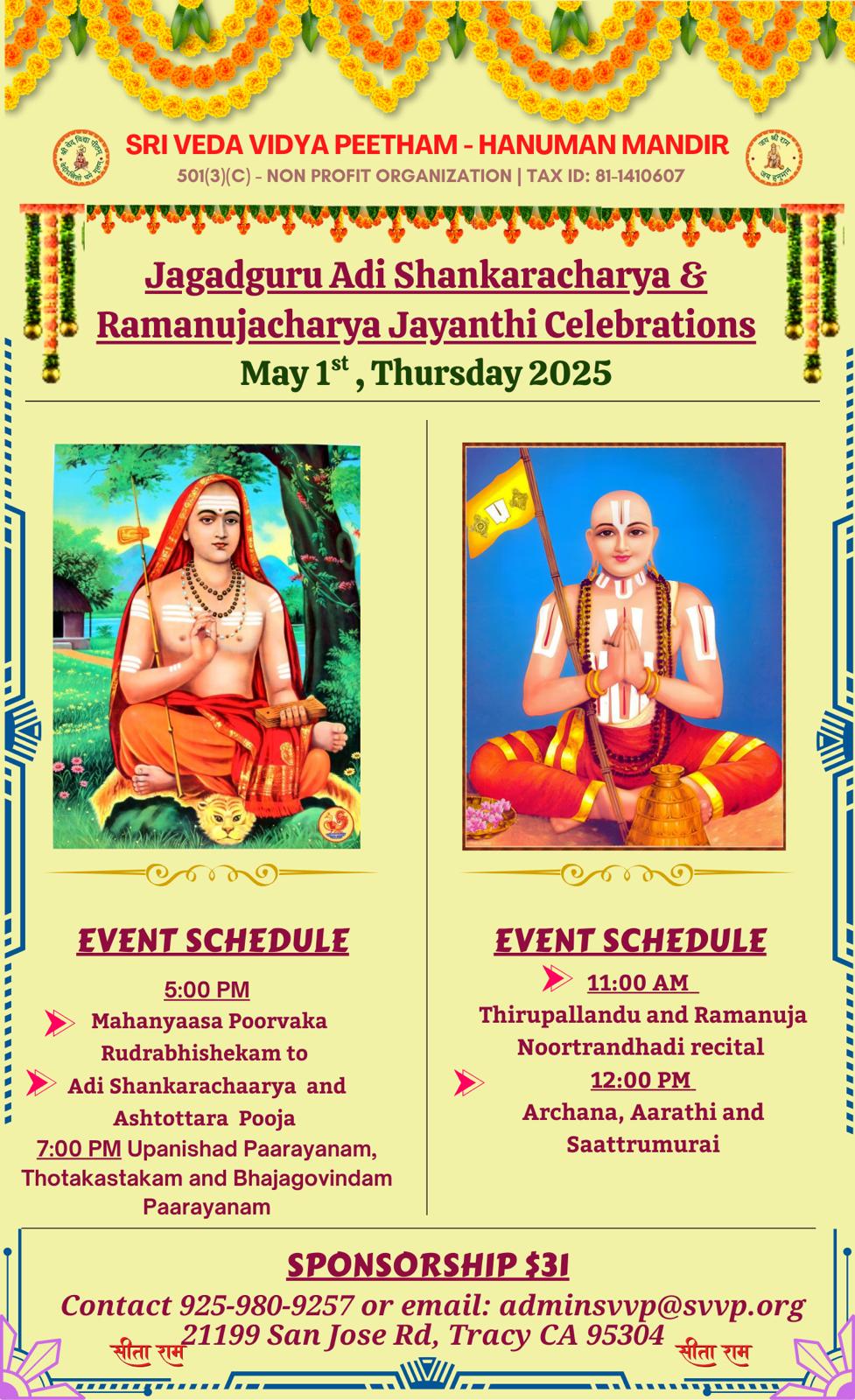 Shankara Jayanthi - RamanujaCharya Jayanthi